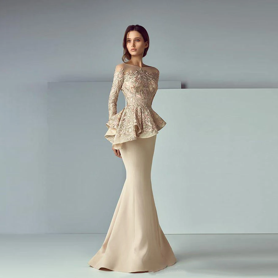Lebanon Sheer Evening Gowns Mermaid Vestido de festa Elegant Prom Gown Peplum Long Formal Dresses Full Sleeves Robe De Soiree
Lebanon Sheer Evening Gowns Mermaid Vestido de festa Elegant Prom Gown Peplum Long Formal Dresses Full Sleeves Robe De Soiree