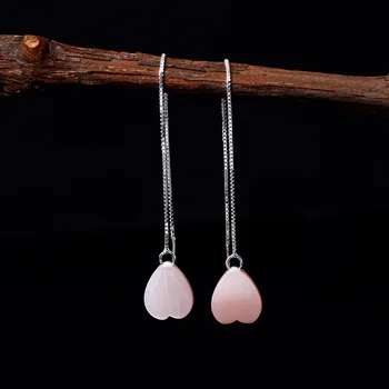United States 925 Sterling Silver Pink Shell Is Natural Love Earrings Peach Heart Shaped Ear Wire Earrings Long Love
United States 925 Sterling Silver Pink Shell Is Natural Love Earrings Peach Heart Shaped Ear Wire Earrings Long Love
