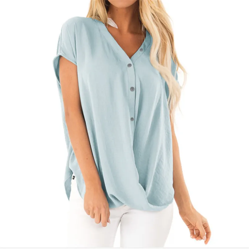 Women Chiffon Top Shirt Blouse Loose Casual Short Sleeve Batwing Sleeve Mujer Womens 2019 New Summer Button V Beck Tops Blouses
Women Chiffon Top Shirt Blouse Loose Casual Short Sleeve Batwing Sleeve Mujer Womens 2019 New Summer Button V Beck Tops Blouses