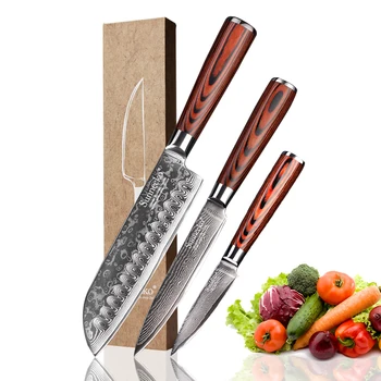 SUNNECKO Santoku Utility Paring Knife 3PCS Damascus Kitchen Knives Set Japanese VG10 Core Steel Pakka Wood Handle Cutter Tools
SUNNECKO Santoku Utility Paring Knife 3PCS Damascus Kitchen Knives Set Japanese VG10 Core Steel Pakka Wood Handle Cutter Tools