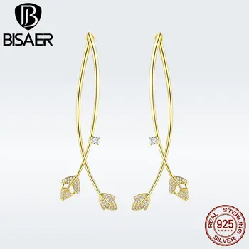 BISAER Gold Color Leaf Long Drop Earrings for Women Gold Color Gooper Fashion Jewelry Brincos Gifts for Girls GSE188 
BISAER Gold Color Leaf Long Drop Earrings for Women Gold Color Gooper Fashion Jewelry Brincos Gifts for Girls GSE188