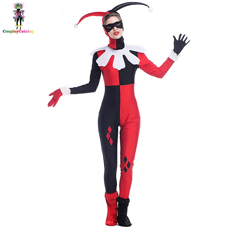 New Harleen Quinzel Cosplay Clowns Costumes Harley Quinn Circus Uniforms Adult Women Halloween Poker Costume Size S-XXL
New Harleen Quinzel Cosplay Clowns Costumes Harley Quinn Circus Uniforms Adult Women Halloween Poker Costume Size S-XXL