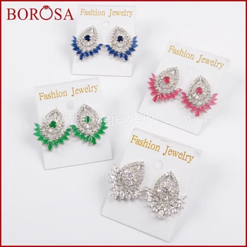 BOROSA Silver Drop CZ Micro Pave White Zircon Rainbow Crystal Fashion Earrings Sparkling Gems Stud Earrings for Wholesale WX794
BOROSA Silver Drop CZ Micro Pave White Zircon Rainbow Crystal Fashion Earrings Sparkling Gems Stud Earrings for Wholesale WX794