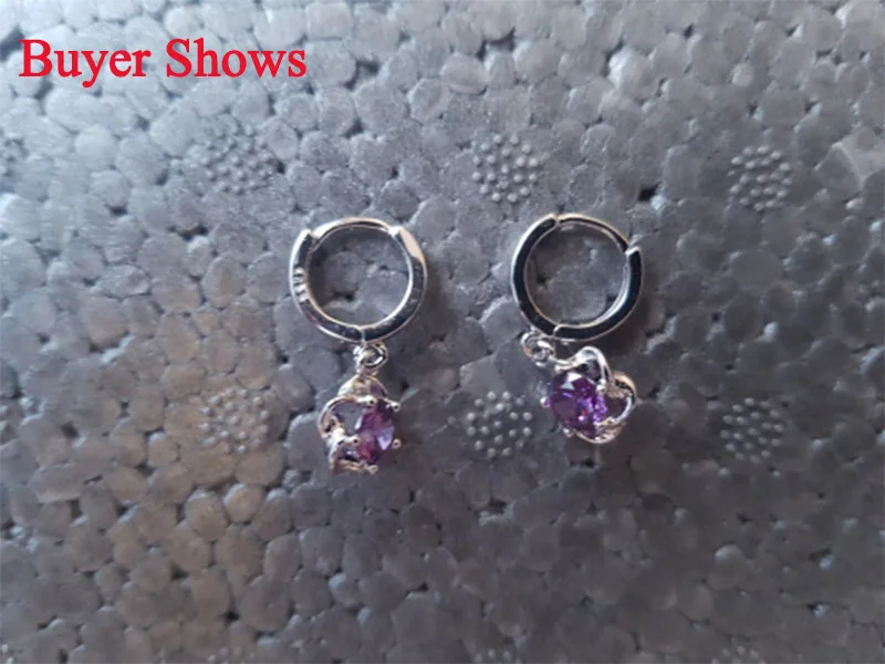 JYouHF Flower Drop Earrings Fashion 925 Sterling Silver White Purple CZ Zircon Crystal Earrings for Women Wedding Jewelry Gifts 20