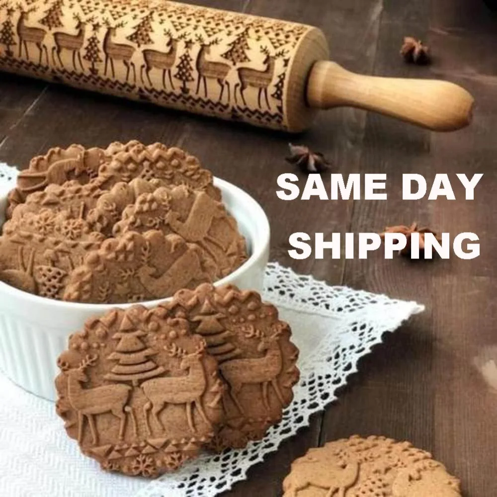 Christmas Embossing Rolling Pin Baking Cookies Biscuit Fondant Cake Dough Engraved Roller Reindeer Snowflake
Christmas Embossing Rolling Pin Baking Cookies Biscuit Fondant Cake Dough Engraved Roller Reindeer Snowflake