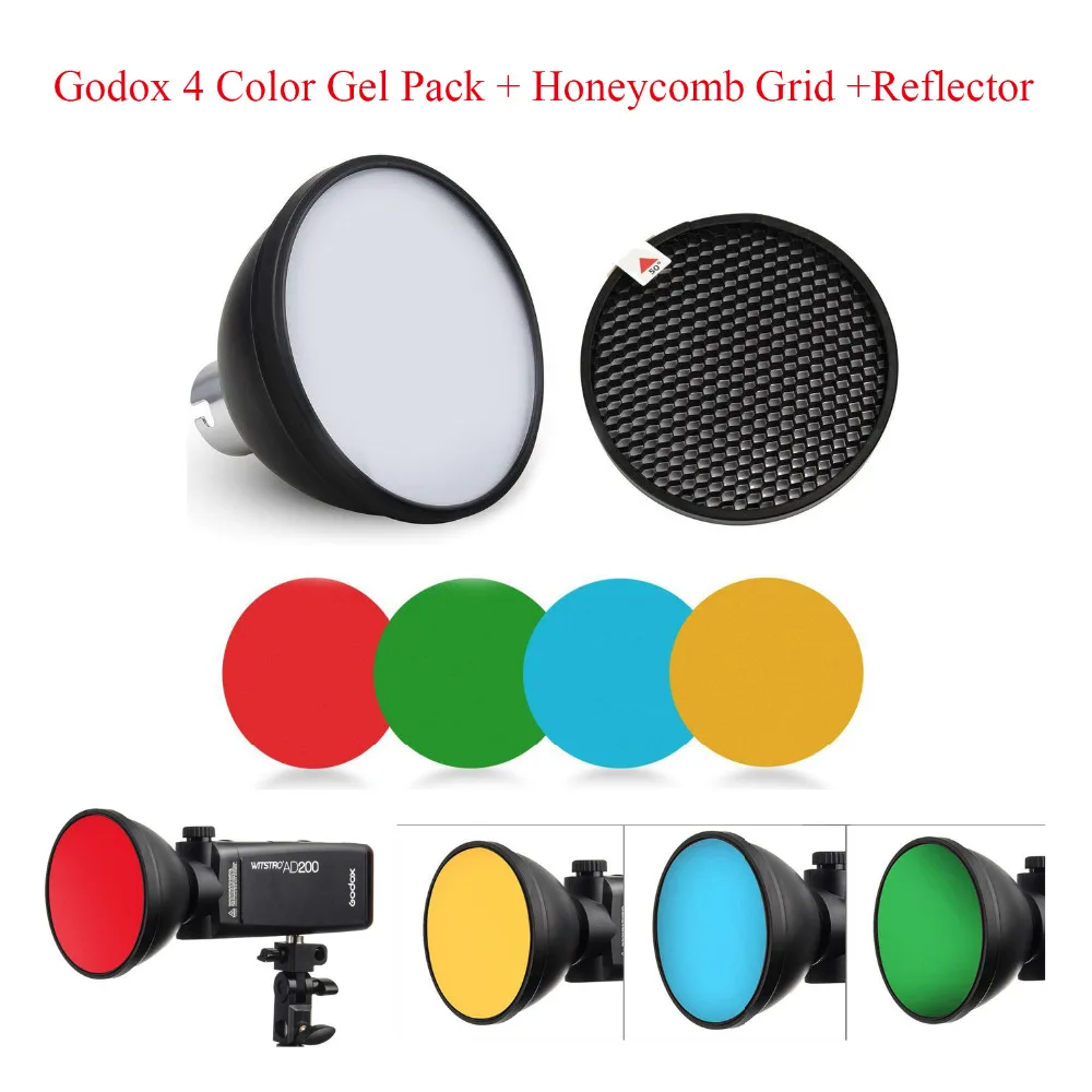 Godox 4 Color Gel Pack AD-S11 + Honeycomb Grid and AD-S2 Standard Reflector for AD200 AS180 AD360 AD360II,Flash Diffuser
Godox 4 Color Gel Pack AD-S11 + Honeycomb Grid and AD-S2 Standard Reflector for AD200 AS180 AD360 AD360II,Flash Diffuser