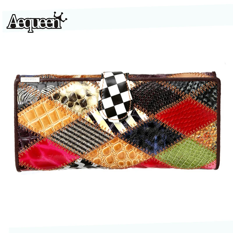 AEQUEEN Spring Patchwork Wallets Women Wallet 100% Genuine Leather Long Purse Fashion Lattice Coin Purses Lady ID Card Holder
AEQUEEN Spring Patchwork Wallets Women Wallet 100% Genuine Leather Long Purse Fashion Lattice Coin Purses Lady ID Card Holder
