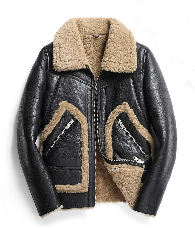 2018 WINTER MEN'S fashion vintage SHEEP FUR sheepskin genuine leather wool lining biker airman JACKET COAT b3
2018 WINTER MEN'S fashion vintage SHEEP FUR sheepskin genuine leather wool lining biker airman JACKET COAT b3