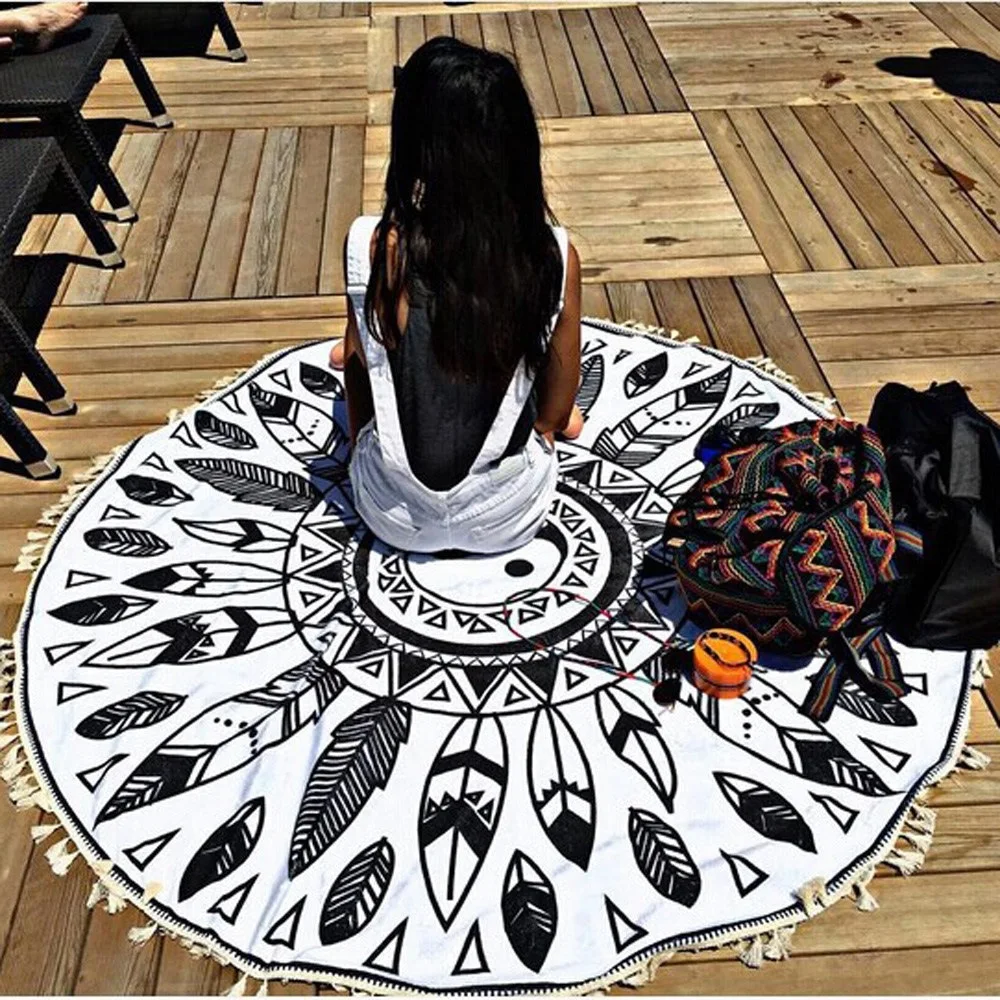 

Aeolian Bell Indian Mandala Flower Bohemia Tassels Tapestry Wall Hanging Beach Mat Hippie Bedspread Yoga Mat Blanket