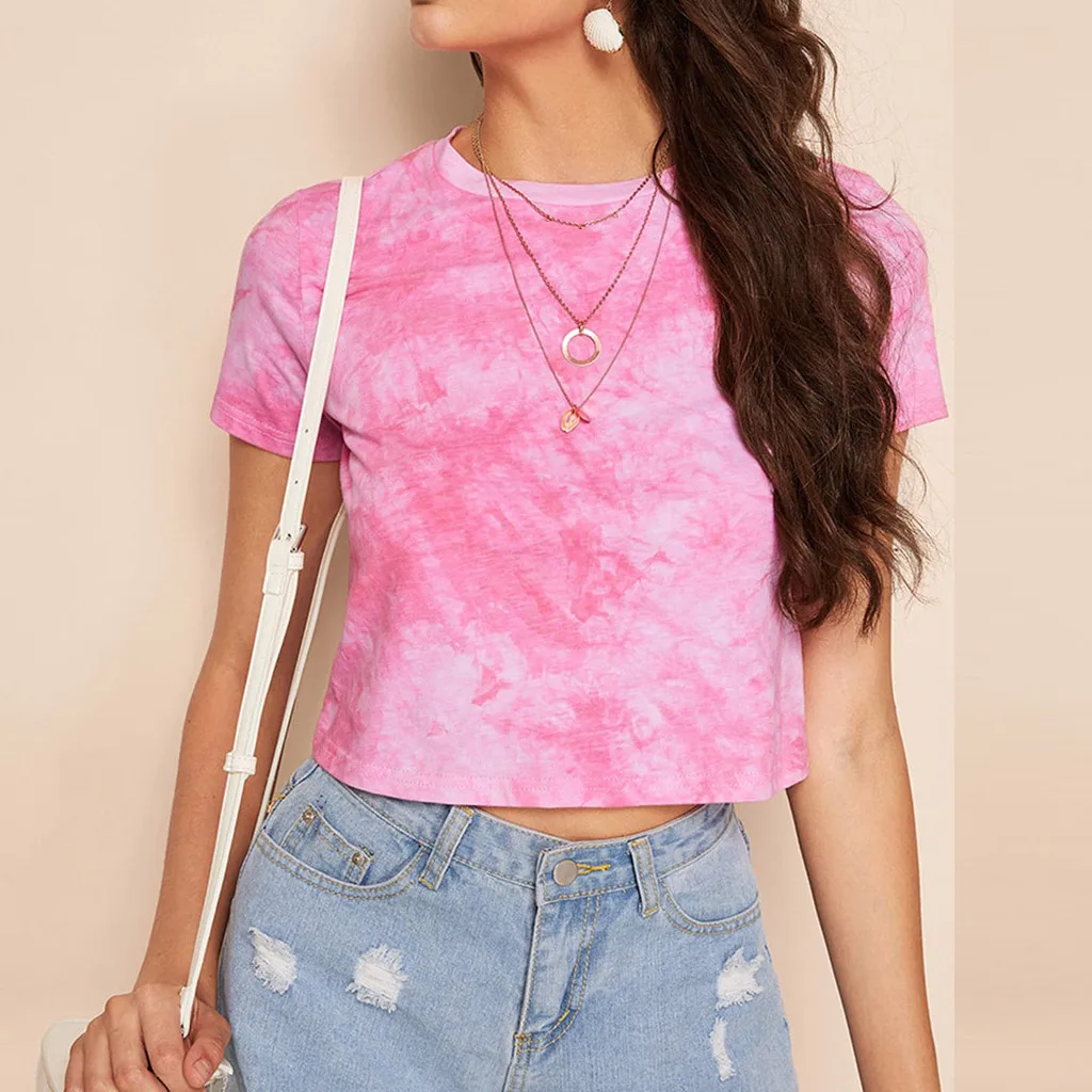 Harajuku Fashion Women Casual Tee Shirt Summer Cotton O-Neck Short Sleeve Tie-dye Print Short Crop Casual Top koszulki damskie
Harajuku Fashion Women Casual Tee Shirt Summer Cotton O-Neck Short Sleeve Tie-dye Print Short Crop Casual Top koszulki damskie