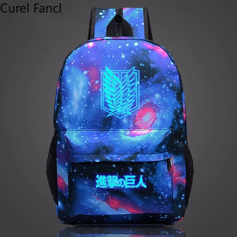 Модный флуоресцентный светящийся школьный ранец аниме атака на Титанов для