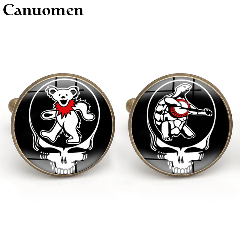 Canuomen Men Shirt Cuff links Grateful Dead Dancing Bear Turtle Glass Cabochon Musical cuff link Copper Charm Jewelry Gift
Canuomen Men Shirt Cuff links Grateful Dead Dancing Bear Turtle Glass Cabochon Musical cuff link Copper Charm Jewelry Gift