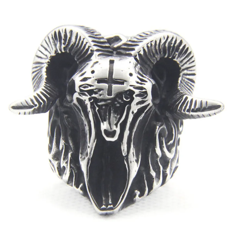 

Rany&Roy Support Dropship New Size 7-16 Huge Heavy Sheep Ring 316L Stainless Steel Fashion Jewelry Men Boy Animal Goat Ring