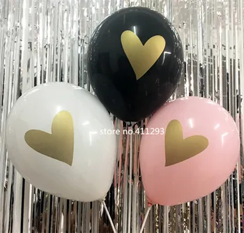 12pcs/lot Heart balloons black white pink balloons with golden glitter heart printing for Birthday hen party Wedding Balloons
12pcs/lot Heart balloons black white pink balloons with golden glitter heart printing for Birthday hen party Wedding Balloons