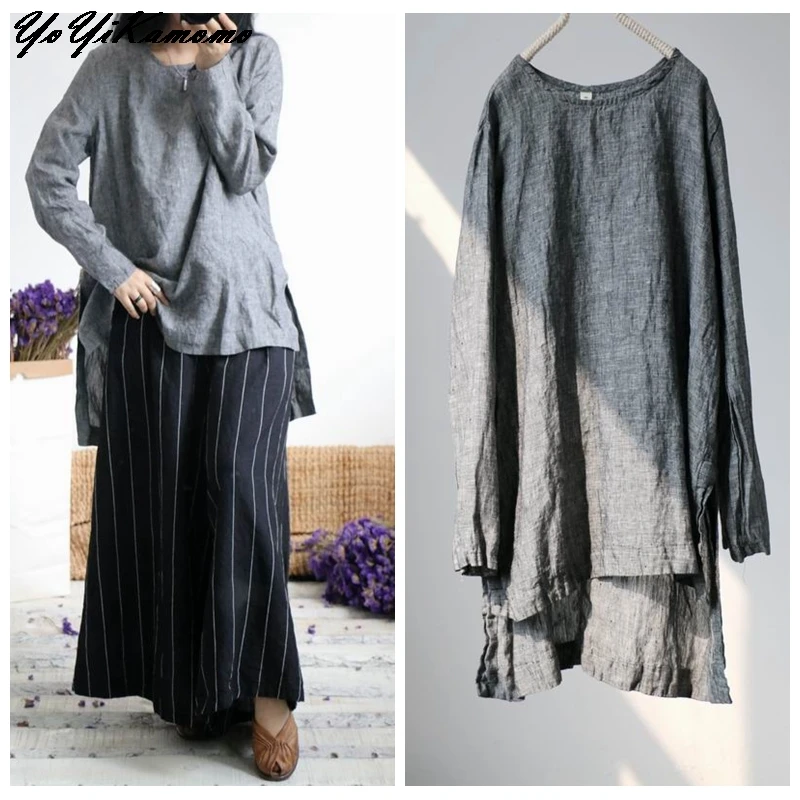 YoYiKamomo 2018 Women Cotton Linen Blouse Big Size New Original Dark Grey Solid Color Loose Vintage Coat Shirt Casual Women Tops
YoYiKamomo 2018 Women Cotton Linen Blouse Big Size New Original Dark Grey Solid Color Loose Vintage Coat Shirt Casual Women Tops