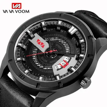 VA VA VOOM Men Watches Brand Luxury Genuine Leather Waterproof Sport Quartz Chronograph Military Watch Men Relogio Masculino
VA VA VOOM Men Watches Brand Luxury Genuine Leather Waterproof Sport Quartz Chronograph Military Watch Men Relogio Masculino