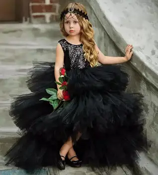Cute Black Tiered Girls Birthday Pageant Gowns 2018 Sequined And Tulle Flower Girl Dresses For Wedding Open Back
Cute Black Tiered Girls Birthday Pageant Gowns 2018 Sequined And Tulle Flower Girl Dresses For Wedding Open Back