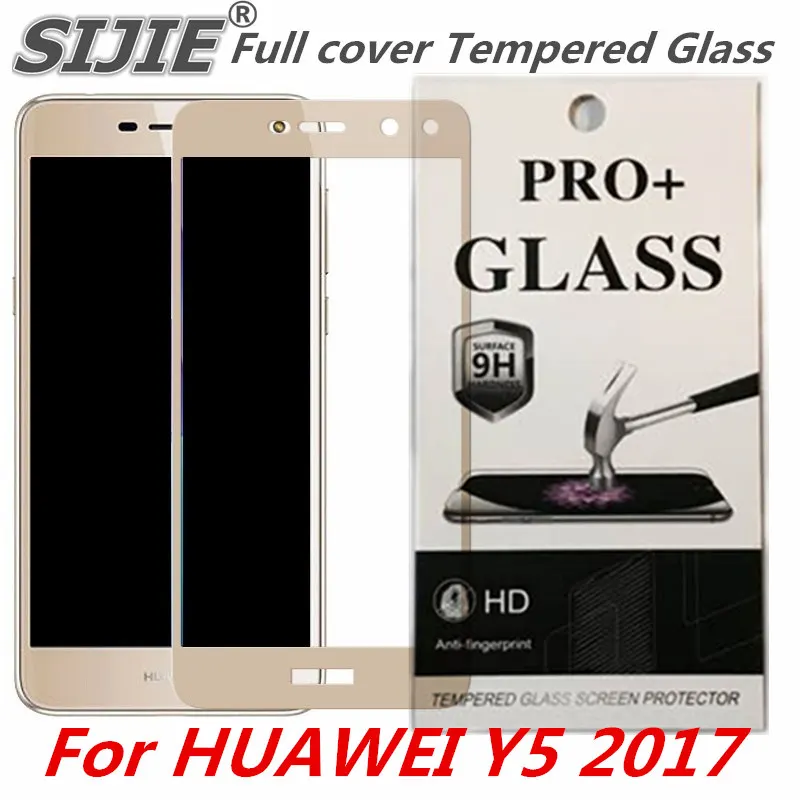 Full cover Tempered Glass For HUAWEI Y5 2017 3 Y53 5 inch screen protective smartphone toughened black White frame display | Мобильные