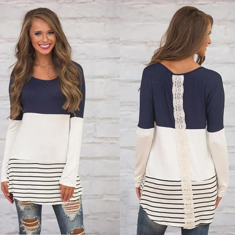 Women T-shirt 2019 hot sale stripe splicing t-shirt women long sleeve o-neck ladies shirt fashion casual female tops
Women T-shirt 2019 hot sale stripe splicing t-shirt women long sleeve o-neck ladies shirt fashion casual female tops