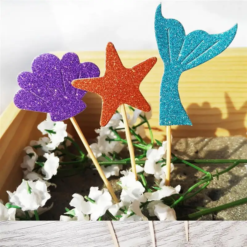 52PCS Cake Topper Glitter Mermaid Seashell Seahorse Starfish Shape Cupcake Topper Cupcake Pick Party Decor Topper for Birthday
52PCS Cake Topper Glitter Mermaid Seashell Seahorse Starfish Shape Cupcake Topper Cupcake Pick Party Decor Topper for Birthday