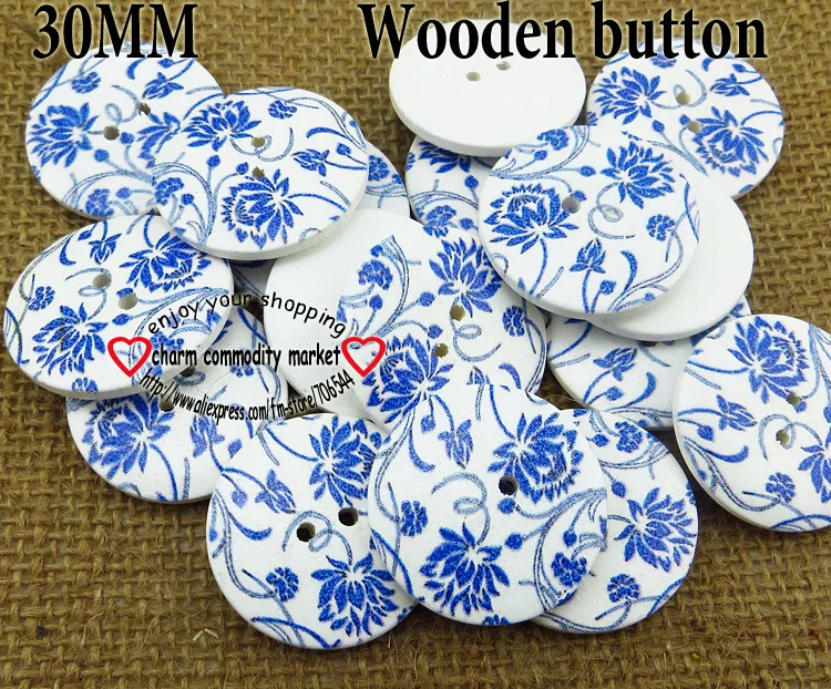 20PCS 30MM blue flower painting wooden buttons 2 hole sewing clothes boots coat accessory button round MCB-683
20PCS 30MM blue flower painting wooden buttons 2 hole sewing clothes boots coat accessory button round MCB-683