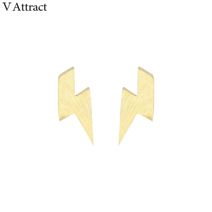 V Attract Vintage Jewelry Stainless Steel Punk Thunder Pendientes Hombre Rose Gold Lightning Bolt Stud Earrings For Women Men
V Attract Vintage Jewelry Stainless Steel Punk Thunder Pendientes Hombre Rose Gold Lightning Bolt Stud Earrings For Women Men