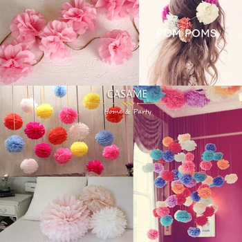 

party 15pcs 4,6,8 inches 10cm 15cm 20cm Tissue Paper Pom Poms Paper Flowers Ball pompom wedding Birthday Decoration Parties