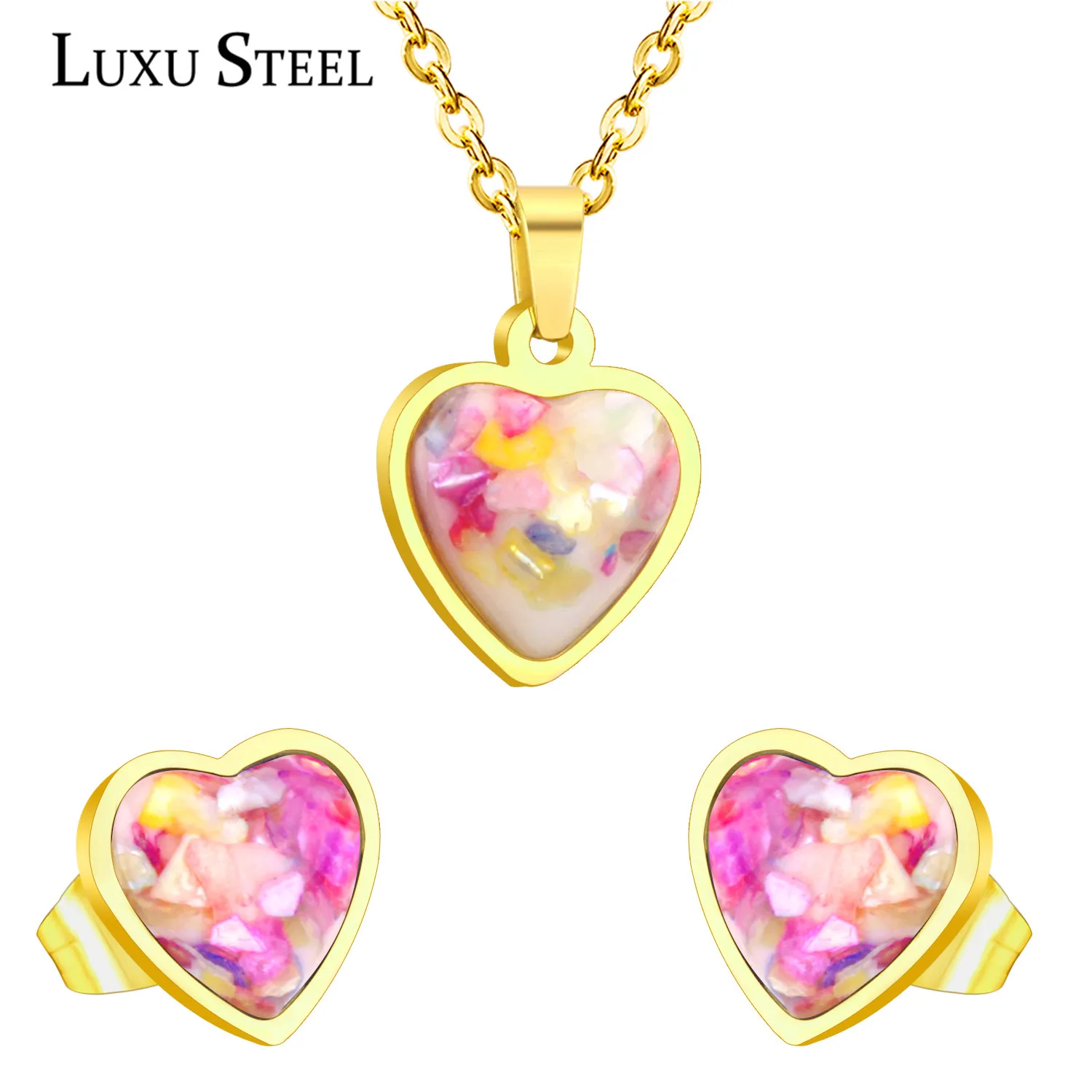 LUXUSTEEL Hot Sale Enamel Heart Shape Pendant Necklace Stainless Steel Jewelry Sets 2018 Wholesale Chain Necklaces Bijoux Gift
LUXUSTEEL Hot Sale Enamel Heart Shape Pendant Necklace Stainless Steel Jewelry Sets 2018 Wholesale Chain Necklaces Bijoux Gift