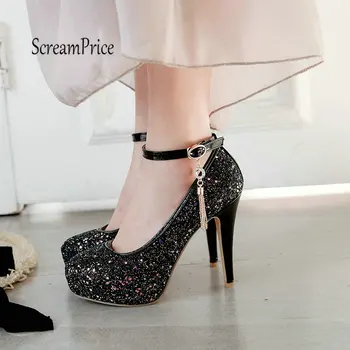 Platform Thin High Heels Fashion Sequined Cloth Buckle Party Pumps Shoes Pink Black Green
Platform Thin High Heels Fashion Sequined Cloth Buckle Party Pumps Shoes Pink Black Green