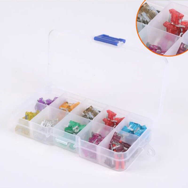 

100Pcs/Lot Auto Car Mini Blade Fuse Assortment For SUV FUSES Kit 3A 5A 7.5A 10A 15A 20A 25A 30A 35A 40A