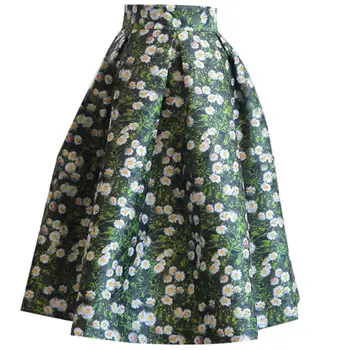 Ladies Jacquard Flower Print Pleated Ball Gown knee-length Skirts Women Vintage Floral High Waist
Ladies Jacquard Flower Print Pleated Ball Gown knee-length Skirts Women Vintage Floral High Waist