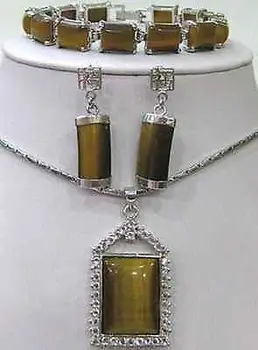 FREE SHIPPING 18KGP Tiger's Eye bracelet /earrings /Necklace Pendant Set AAA (30%) 
FREE SHIPPING 18KGP Tiger's Eye bracelet /earrings /Necklace Pendant Set AAA (30%)