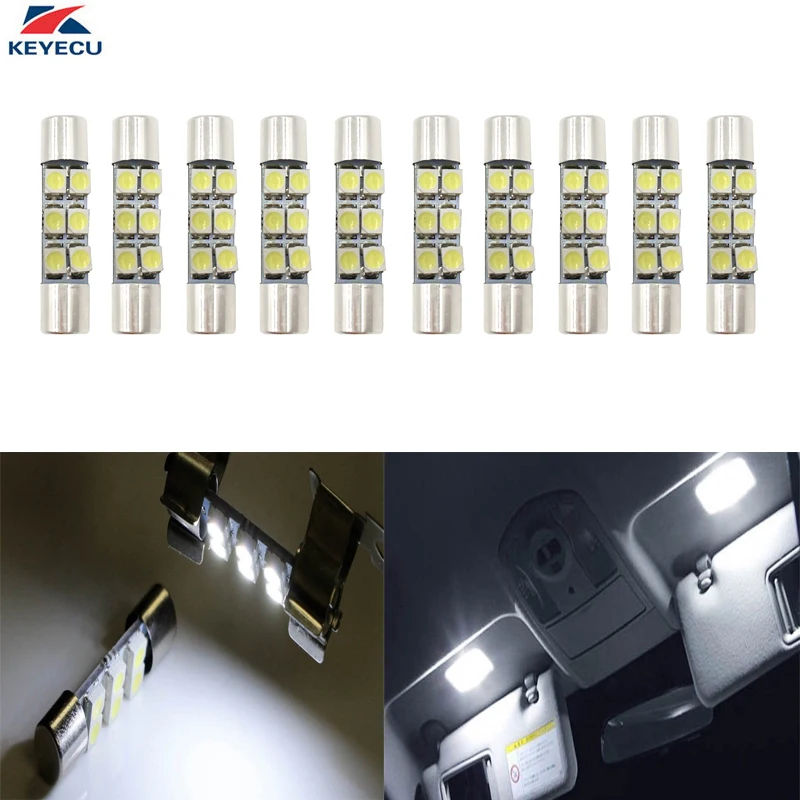 KEYECU 10 шт. белые 6 SMD 29 мм 3528 Светодиодный Сменные лампы для автомобиля