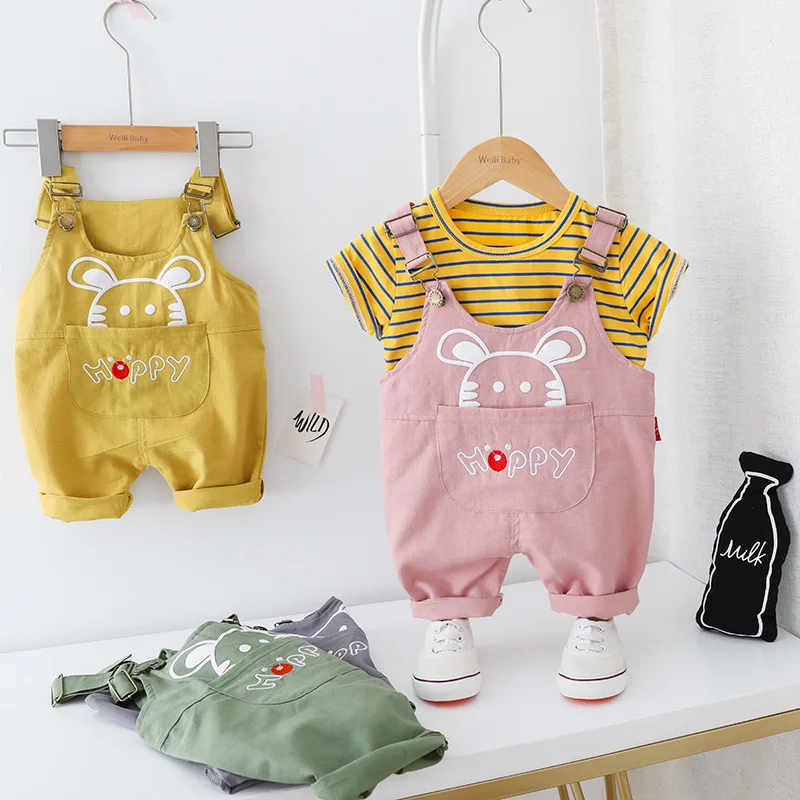 Summer Baby Cartoon Clothes Boy Girl T Shirt Overalls 2pcs/sets Infant Cotton Garment Toddler Costume Children Casual Tracksuit
Summer Baby Cartoon Clothes Boy Girl T Shirt Overalls 2pcs/sets Infant Cotton Garment Toddler Costume Children Casual Tracksuit