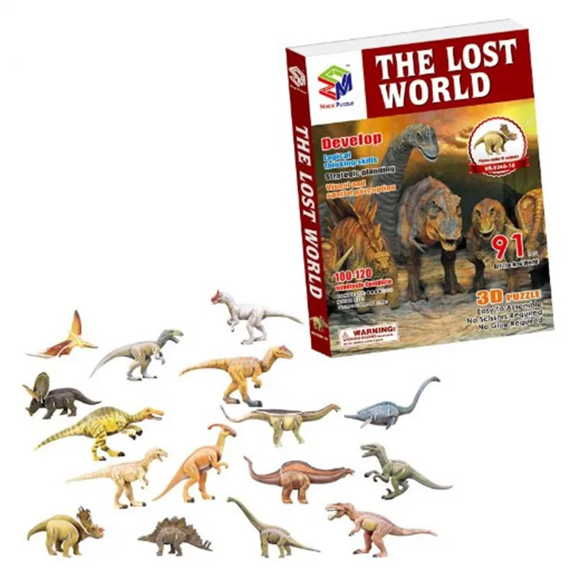 Бумажные 3d динозавры The lost world терозавр Атлон стегозавр Брахиозавр тираннозавр