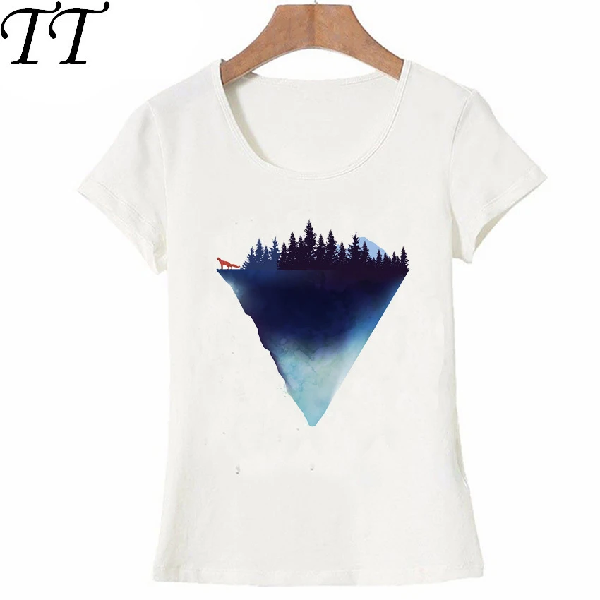 2018 New Arrival summer beautiful mountain forest tree and fox art T-Shirt cute Women t-shirt novelty Tops ladies casual Tees
2018 New Arrival summer beautiful mountain forest tree and fox art T-Shirt cute Women t-shirt novelty Tops ladies casual Tees