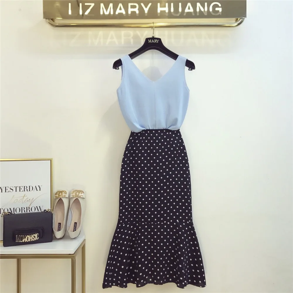 Amolapha Women Solid Vest+Mermaid Dots Skirts Sets Summer Knit Tops+Skirt Clothing Suits for Woman
Amolapha Women Solid Vest+Mermaid Dots Skirts Sets Summer Knit Tops+Skirt Clothing Suits for Woman