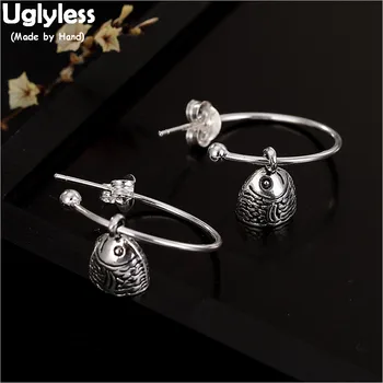 Uglyless 100% Real 925 Sterling Silver Handmade Hollow Fish Earrings for Women Ethnic Thai Silver Fish Bell Earrings Fine Jewel
Uglyless 100% Real 925 Sterling Silver Handmade Hollow Fish Earrings for Women Ethnic Thai Silver Fish Bell Earrings Fine Jewel