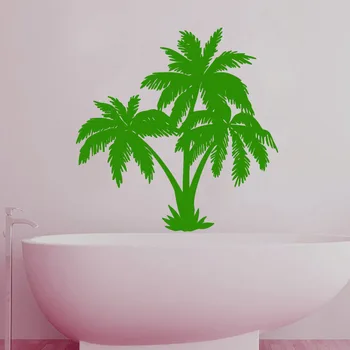 

Bathroom Tile Wall Sticker Palm Tree Waterproof Self Adhesive Home Decor Light Green Plant Wall Decals