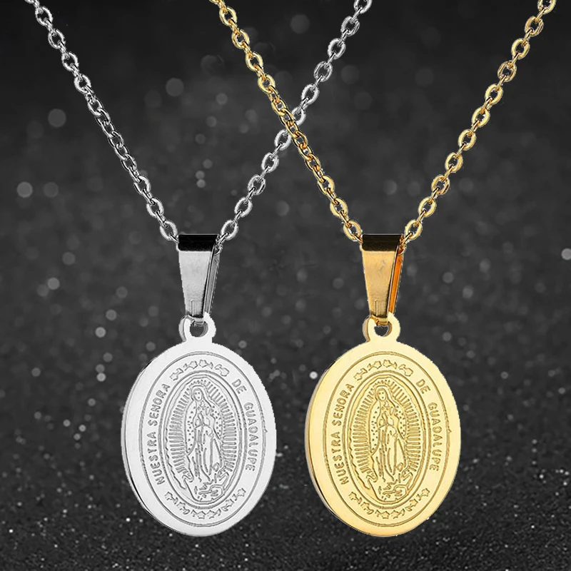 Catholic Virgin Mary Pendant Stainless Steel Medal Our Lady of Guadalupe Necklace For Women Men Jewelry Statement Amulet Gift
Catholic Virgin Mary Pendant Stainless Steel Medal Our Lady of Guadalupe Necklace For Women Men Jewelry Statement Amulet Gift