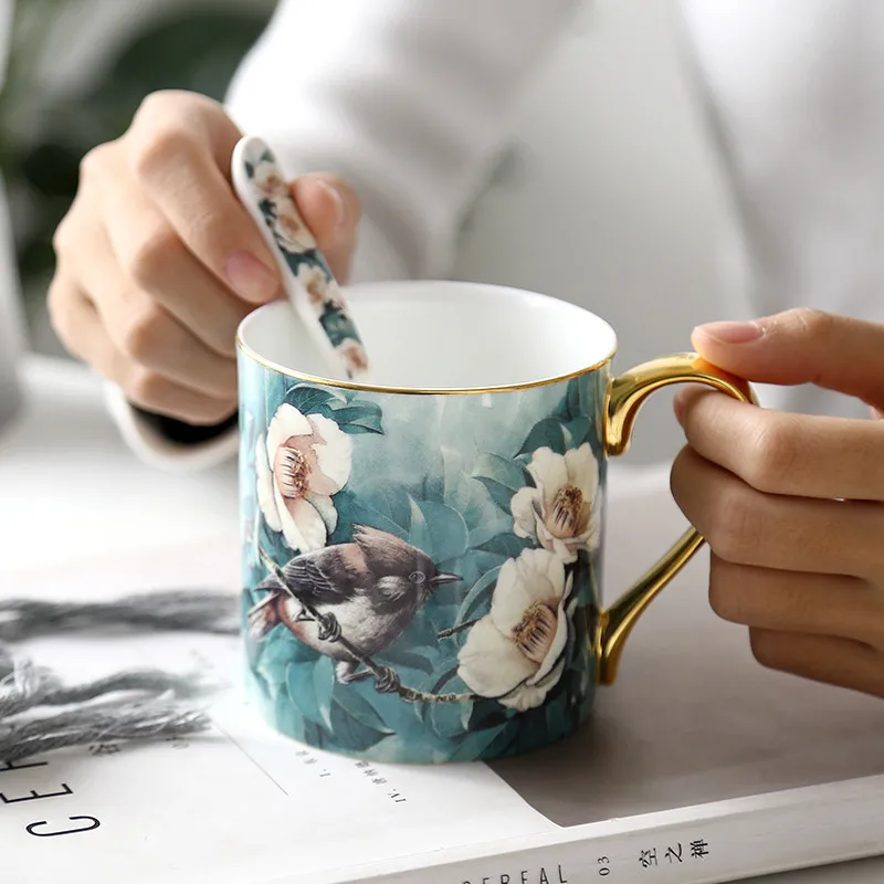 Rhododendron painted bone porcelain mug large capacity ceramic breakfast cup office cup creative coffee cup B
Rhododendron painted bone porcelain mug large capacity ceramic breakfast cup office cup creative coffee cup B