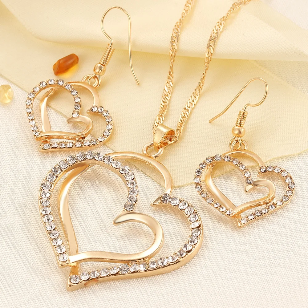 Creative Necklace Earring Sets Princess Bride Romantic Wedding Fashion Luxury Crystal Charm Goldplated Silver Heart Accessories
Creative Necklace Earring Sets Princess Bride Romantic Wedding Fashion Luxury Crystal Charm Goldplated Silver Heart Accessories