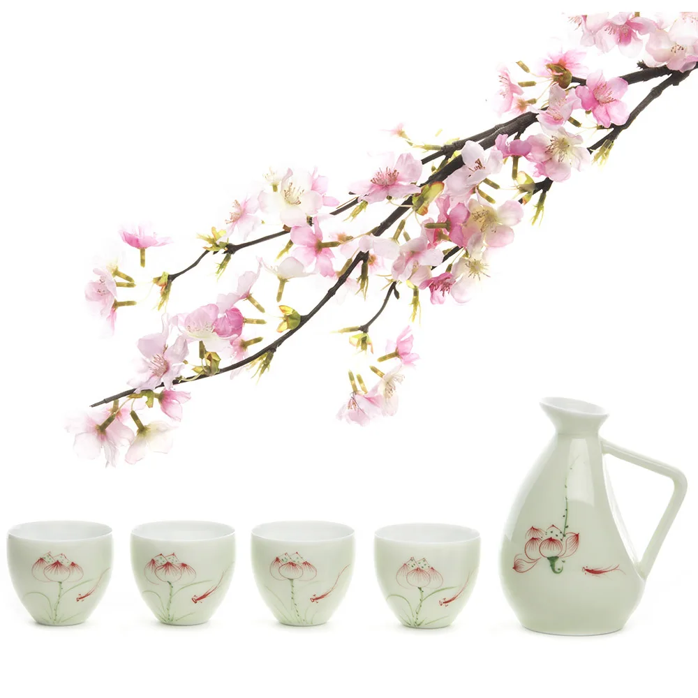 Set Handmade Ceramics Tea Pot Pottery Porcelain Sake Set Handpainted Sake Pot 4 Sake Cups For Janpanese Green Glazed Sake Set
Set Handmade Ceramics Tea Pot Pottery Porcelain Sake Set Handpainted Sake Pot 4 Sake Cups For Janpanese Green Glazed Sake Set