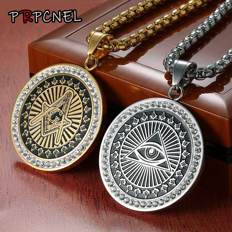 Gold color Iced Out Bling Eyes of Evil Pendant Necklace Women Men Stainless Steel The Eye of Horus G Masonic Necklace
Gold color Iced Out Bling Eyes of Evil Pendant Necklace Women Men Stainless Steel The Eye of Horus G Masonic Necklace