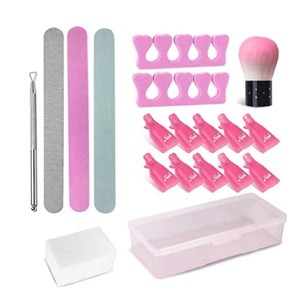 Nail Polish Remover Kit With Nail Clips Nail File Nail Brush Triangle Cuticle UV Gel Nail Remover Soak Off Cap Manicure Set
Nail Polish Remover Kit With Nail Clips Nail File Nail Brush Triangle Cuticle UV Gel Nail Remover Soak Off Cap Manicure Set