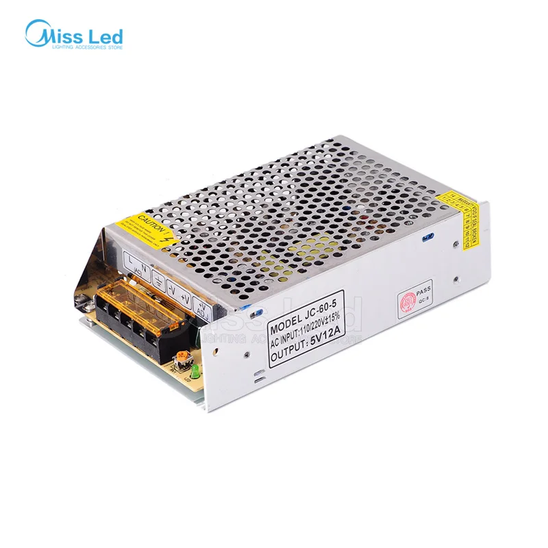 5V 12A Transformers Led Power Supply for led strip WS2812B WS2801 AC 110/220V TO DC Adapter for outdoor
5V 12A Transformers Led Power Supply for led strip WS2812B WS2801 AC 110/220V TO DC Adapter for outdoor