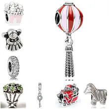 ใหม่มาถึงบอลลูนขนาดเล็กดอกไม้ Santa Claus Enamel Charm ลูกปัด Pandora สร้อยข้อมือผู้หญิง DIY เครื่องประดับ(China)