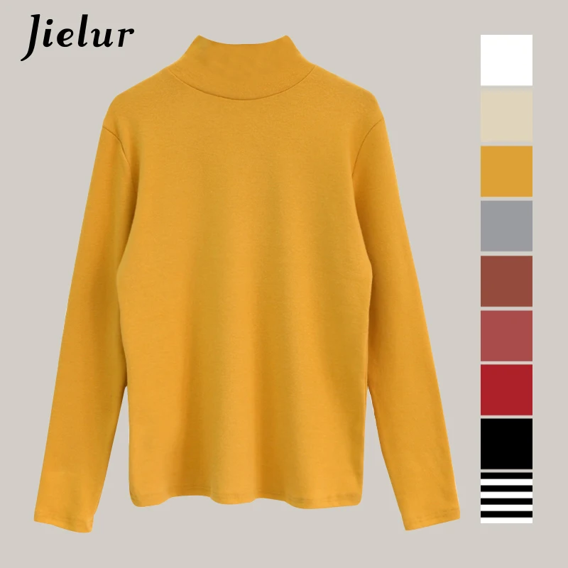 Jielur Long Sleeve Shirt Women 9 Colors Turtleneck Solid Color Striped Women's T-shirt Winter Autumn Slim All-match Top Femme
Jielur Long Sleeve Shirt Women 9 Colors Turtleneck Solid Color Striped Women's T-shirt Winter Autumn Slim All-match Top Femme