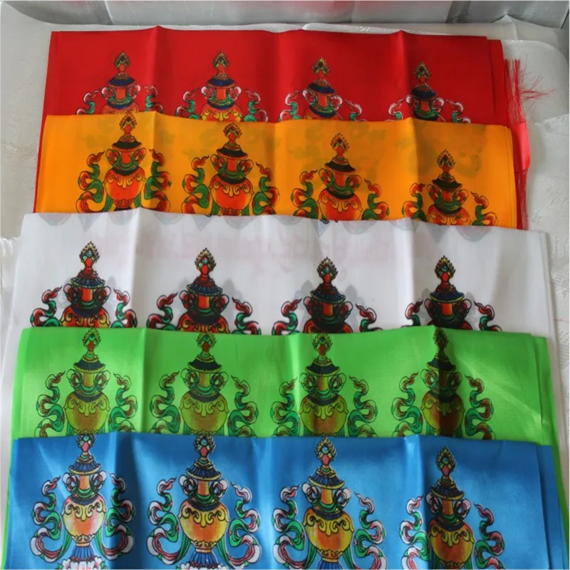 

Eight Auspicious Symbols Gorgeous Exquisite Hand Printed Hada Satin Fabric Tibetan Etiquette Buddhist Temple Decorative Satin