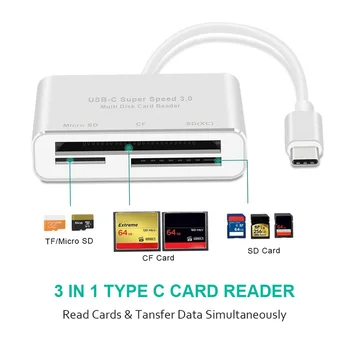 All in 1 USB Type C to CF SD TF Camera External Card Reader for Macbook Pro Air 2018 Phone OTG USB-C Devices Super Speed
All in 1 USB Type C to CF SD TF Camera External Card Reader for Macbook Pro Air 2018 Phone OTG USB-C Devices Super Speed